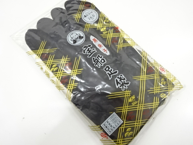 未使用品　福助　男物黒足袋(26センチ・4枚コハゼ)